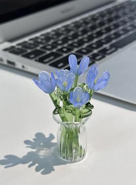 淄博手工琉璃小花朵仿真花束插花玻璃永生花礼物清新桌面装饰摆件