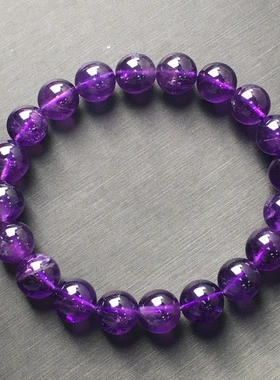 天然紫水晶手链透体幻梦深紫色水晶手串彩宝晶石市场精致