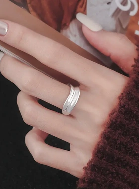 2025新款简约小众不规则凹面弧度开口戒指女食指环in高级