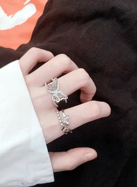 小众设计戒指女ins潮网红时尚复古个性开口食指环