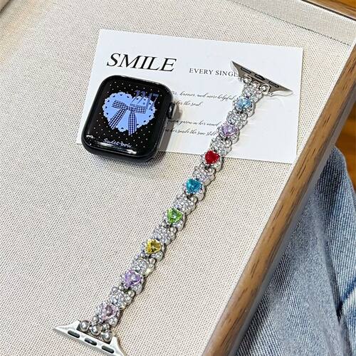 爱心钻适用applewatchS10新款S11弹力表带苹果手表S9876腕带ultra - 图0