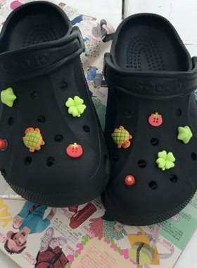 可爱四叶草乌龟Crocs洞洞鞋鞋扣
