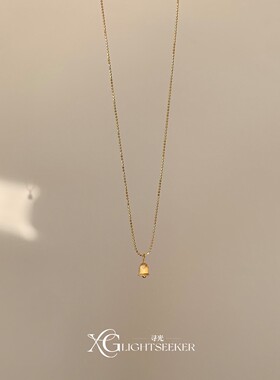 S925纯银金色镶钻铃铛吊坠项链女