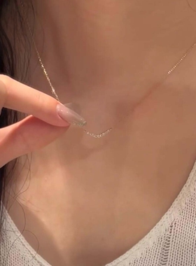 S925纯银超闪微笑排钻项链女