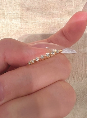 S925纯银爆闪金色点钻戒指女