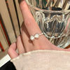 Korean sweet cat-eye bow pearl ring, gentle temperament index finger ring, high-end and versatile stacking ring