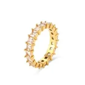 欧美ins时尚流行个性边镶锆指环饰品不锈钢镀18k满钻锆石戒指女