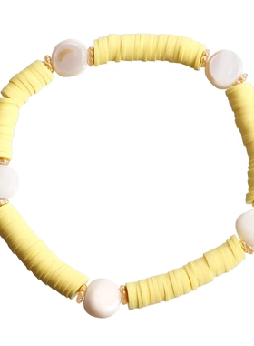 波西米亚度假沙滩风软陶片串珠项链女ins风手链欧美时尚手饰