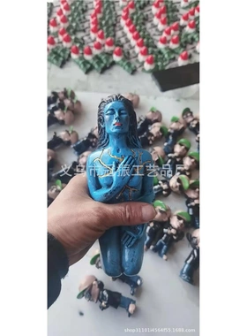 女神自爱蓝色海洋女神装饰摆件家居设计海神庭院摆件树脂