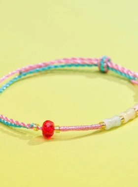 手工编织端午节五彩绳手链幻彩绳竹节手绳粽宝宝手饰可调节五色线