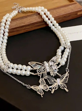 镶钻珍珠项链小众时尚百搭锁骨链法式气质轻奢高级感饰品