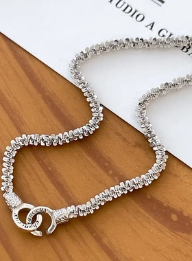 s925银波光粼粼轻奢手链女小众高级感双环锁扣手饰2024新款