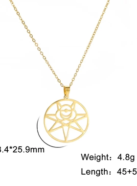 畅销小众设计感个性镂空圆环棉花图案吊坠不锈钢女生项链