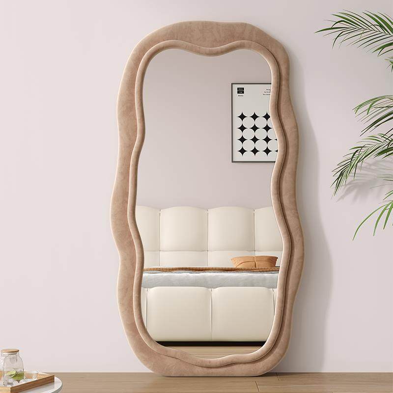 创意全身镜家用落地镜轻奢异形波浪穿衣镜网红客厅黑色试衣镜,淘宝优惠券,粉丝福利购,淘宝优惠卷