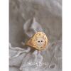 Cute cat head enamel diamond wide ring