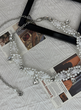 优雅甜美水钻珍珠腰带女装饰配裙子毛衣丝巾爱心腰链配饰2025新款