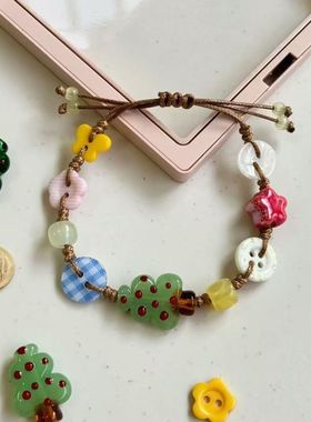 手作复古圣诞树串珠手链