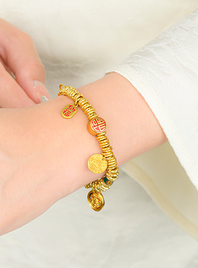 韦雪同款珐琅财神小胖福盘缠手链福满招财男女国风气质手串送闺蜜