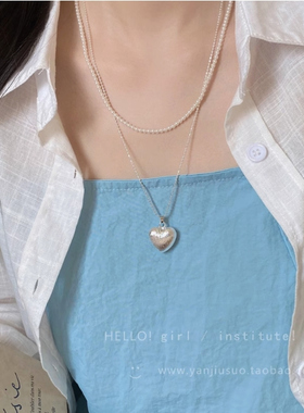 银白色拉丝爱心轻奢高级感项链