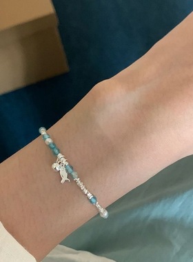 蓝色水晶小鱼手链轻奢小众