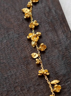 黄金色桂花手链繁花新中式复古独特小众幸运有钱花手饰20525新款