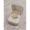 Cute cat head enamel diamond wide ring