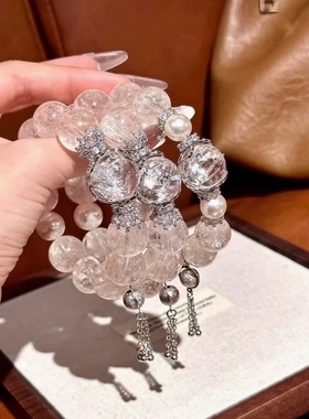 爆闪!2025新款白色串珠手链女幽灵暴风雪仿珍珠手串轻奢贵气手饰