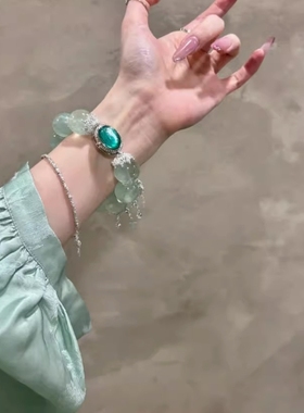「绿幽灵」薄荷漫波绿串珠手串绿水晶串珠手串薄荷曼波手串新中式