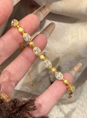 高颜值~老钱风鸽子蛋高碳钻手链女小众轻奢高级感精致气质手饰品