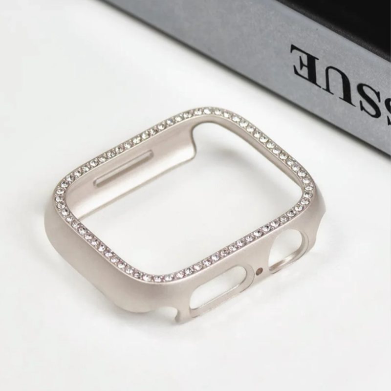 适用AppleWatch保护壳爆闪新款气质半包镶钻S10硬壳边框iWatch9/8/7/6/5/SE电镀防水防摔透气ultra保护套女款,淘宝优惠券,粉丝福利购,淘宝优惠卷