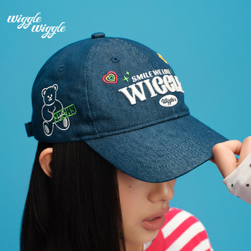 wigglewiggle25年秋季新款logo韩系情侣鸭舌帽休闲牛仔复古棒球帽 - 图1