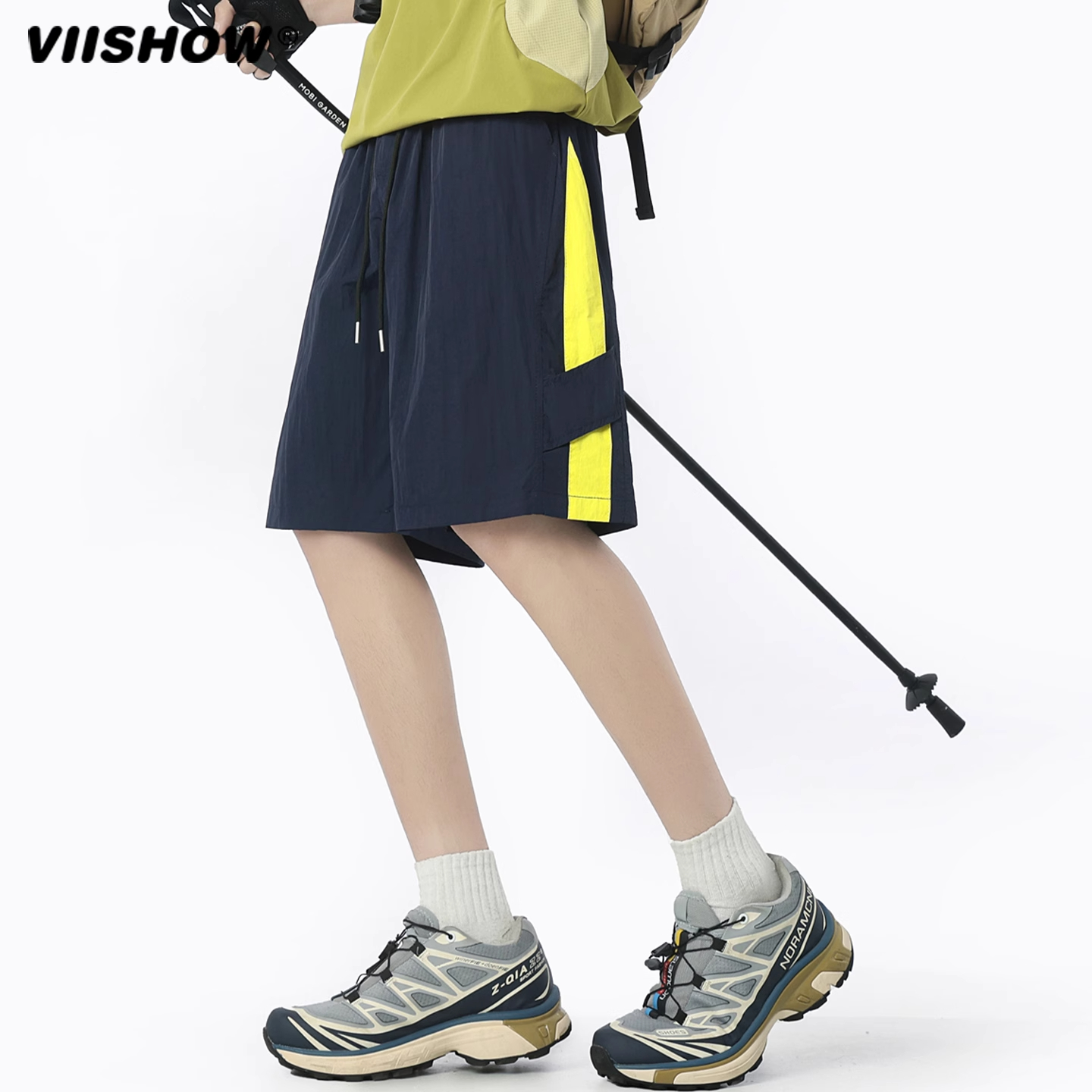 VIISHOW夏季薄款速干运动短裤男潮牌撞色拼接宽松青少年五分裤子 - 图1
