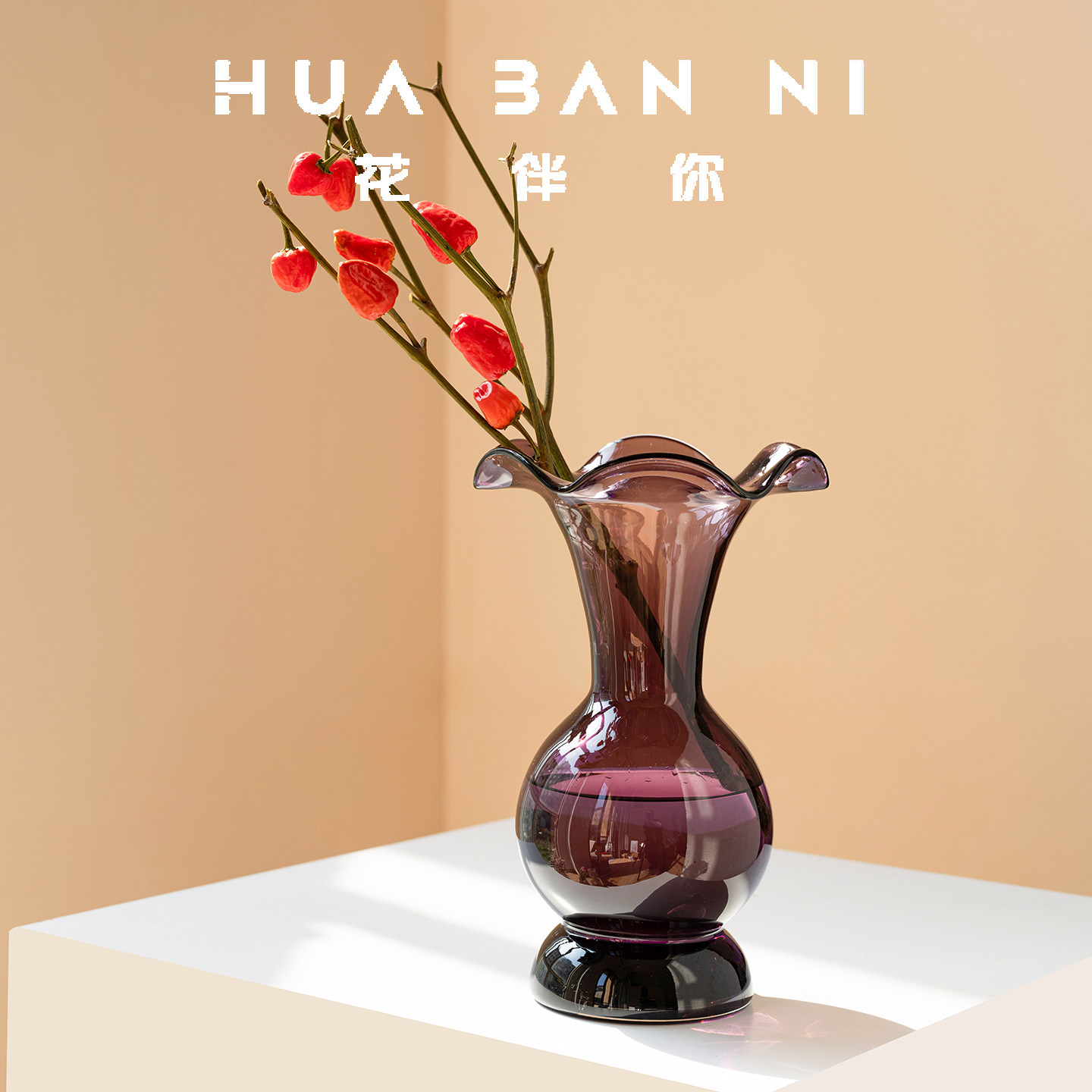 ins中古风高级感玻璃花瓶水养鲜花客厅插花家居电视柜中古花器紫,淘宝优惠券,粉丝福利购,淘宝优惠卷