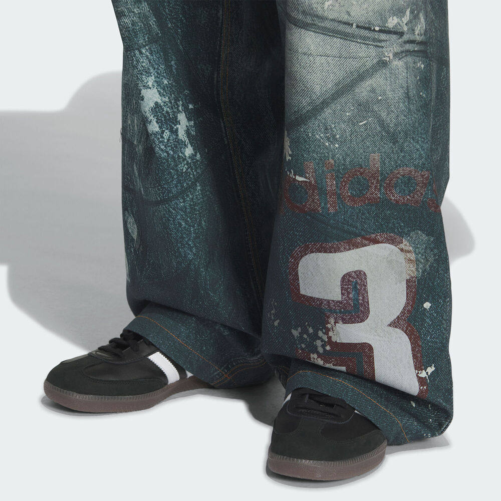 adidas阿迪达斯三叶草男子运动休闲街头宽松牛仔长裤KC2691 - 图2