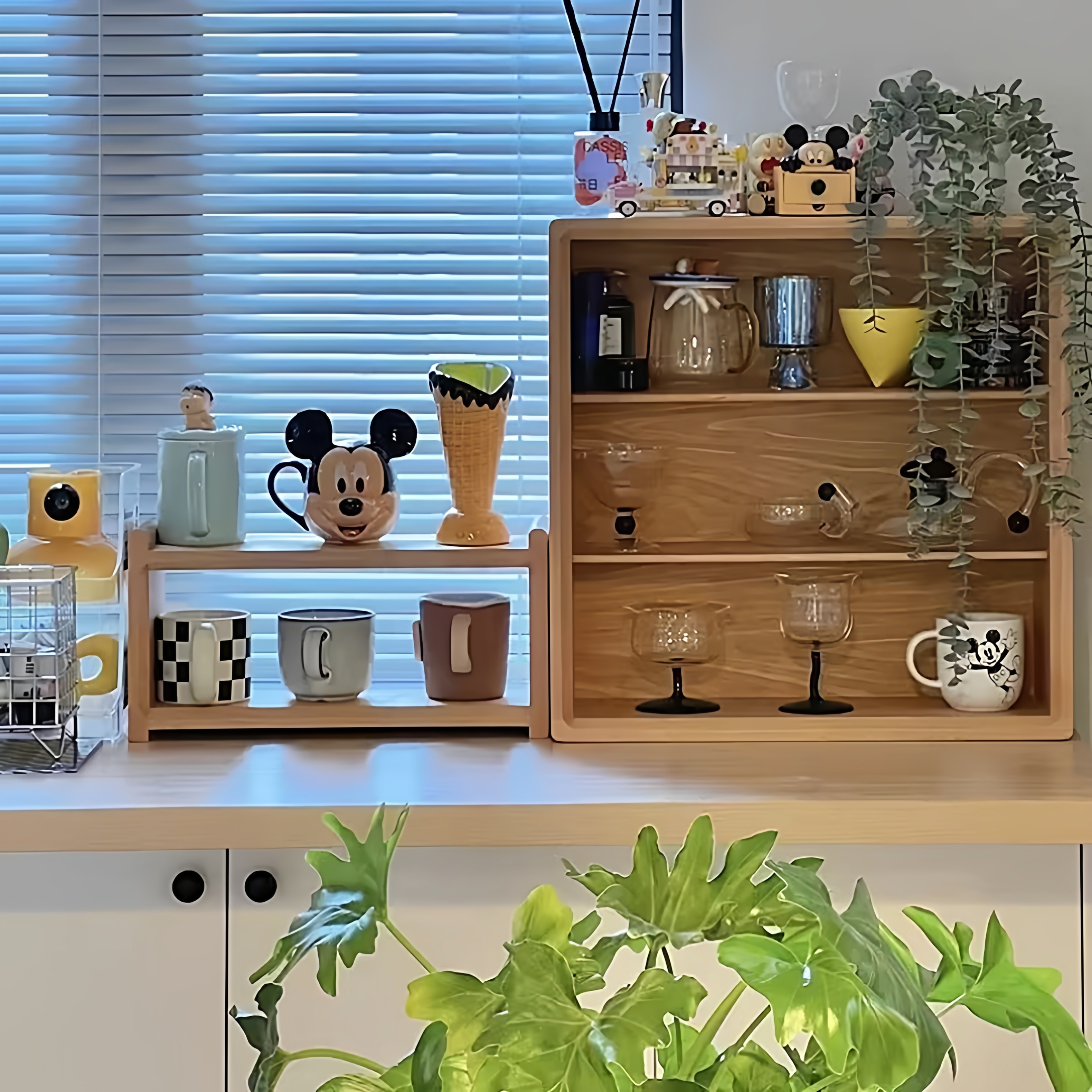 餐边北欧整装实木日式两层杯架桌面置物架厨房客厅阳台收纳展示架,淘宝优惠券,粉丝福利购,淘宝优惠卷