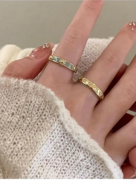 网红气质百搭滴油爱心开口戒指2件套时尚简约指环小众设计手饰女