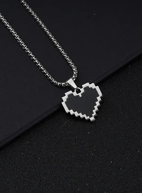 欧美原宿复古潮百搭吊牌爱心美战士嘻哈土酷蹦迪项链男女