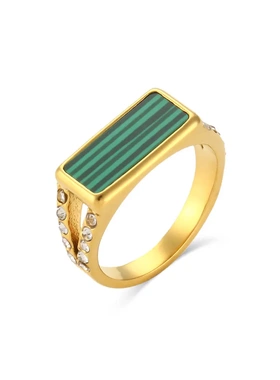 欧美饰品时尚小众ins轻奢复古风不锈钢侧边镶钻横条戒指