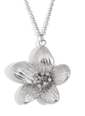 欧美时尚气质复古法式个性项坠不锈钢镀18k金高级花朵吊坠项链女