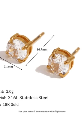 欧美时尚个性气质项链不锈钢镀18k金锆石链条拼接回形针手链耳钉