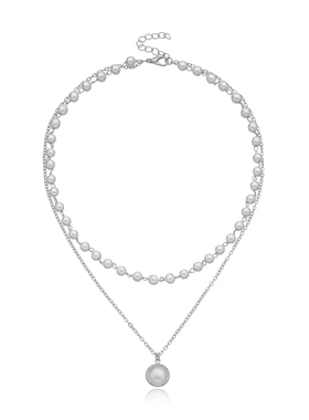 欧美饰品 时尚锁边珍珠吊坠多层项链女 气质流行个性新品项饰