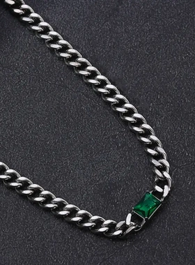 欧美热销不锈钢链条项链轻奢冷淡风镶宝石项链手链古巴链手饰品