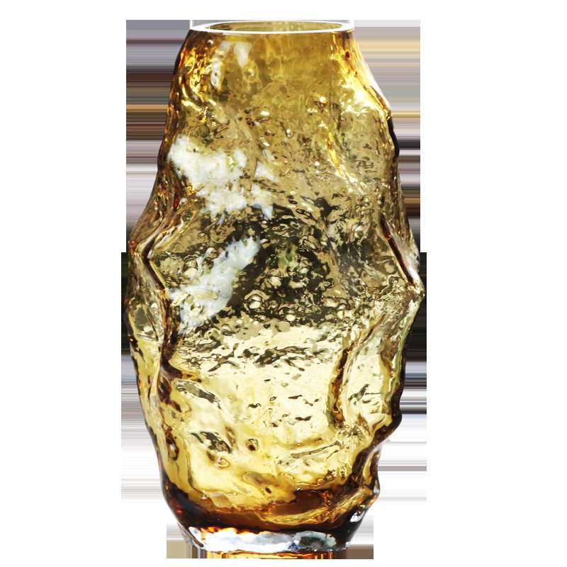 创意原色玻璃花瓶浮雕不规则水培插花客厅餐桌琥珀色灰色家居摆件,淘宝优惠券,粉丝福利购,淘宝优惠卷