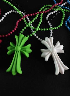 过验版K罗心十字架彩色ch项链东京青山限定20周年男女橡胶潮ins