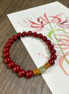天然高品质正品朱砂手串配饰天然青玉红色珠子朱砂手串正品女手链