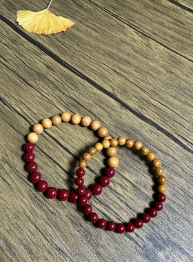 女士真品一级朱砂手串桃木手串