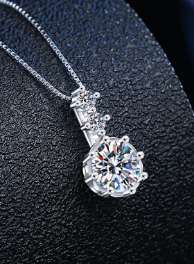 s925纯银莫桑石吊坠项链女雪花款轻奢百搭气质锁骨链正品