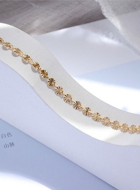 2025年新款圆片压花纹钛钢手链女高级感轻奢小众简约百搭18K金