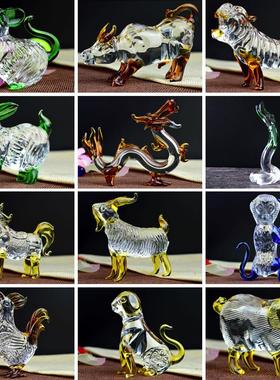 彩色十二生肖鼠牛虎兔龙蛇马羊猴鸡狗猪动物家居装饰生日礼物摆件