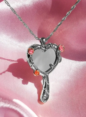 魔法镜子多巴胺真镜片项链相框项链可爱ins风项保色